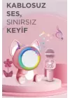 Taşınabilir Rgb Işılı Sevimli Figürlü Mikrofonlu Karaoke Bluetooth Hoparlör