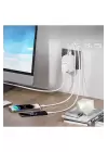 Tekli Yüksek Voltaj Korumalı Duvar Prizi 2x Type-c 1x Usb Çıkışlı Priz Grup Priz Çoğaltıcı Beyaz