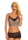 Vizon Saten Dantelli Babydoll Şortlu Takım - 289