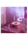 Waves Nostalji Plak Görünümlü Bluetooth Hoparlör 3d Ses Dalgası Retro Müzik Plak Pembe
