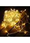 Yılbaşı Aydınlatması 100 Led Perde Hortum Sıcak Beyaz Işık - 10 Metre Dekoratif Şeffaf Kablolu Süs