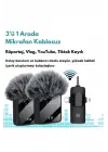 Yüksek Kalite Profesyonel 3 In 1 Kablosuz Taşınabilir Yaka Mikrofonu Tüylü