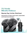 Yüksek Kalite Profesyonel 3 In 1 Kablosuz Taşınabilir Yaka Mikrofonu Tüylü