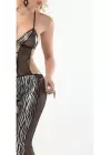 Zebra Desenli Lame Vücut Çorabı-490