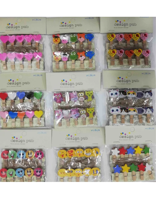 10lu Şekilli Ahşap Mandallar 3.5cm (10lu Set-10 Paket)