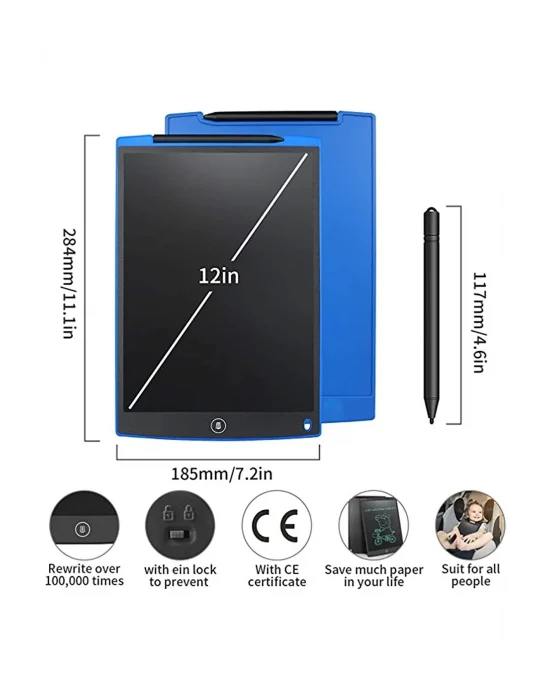 12 Inc Writing Lcd Grafik Dijital Kalemli Çizim Tableti Yazı Tahta Not Yazma Eğitim Tableti