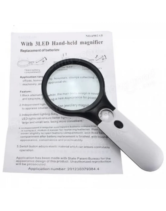 3 Led Işıklı 3x75 Mm 45x22 Mm  El Büyüteç