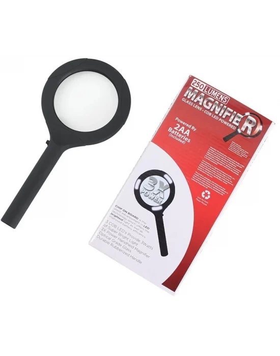 3 Ledli Işıklı El Büyüteci 250 Lümen Beyaz Işık Büyüteç 3x Zoom Tamirci Büyüteç Wt374