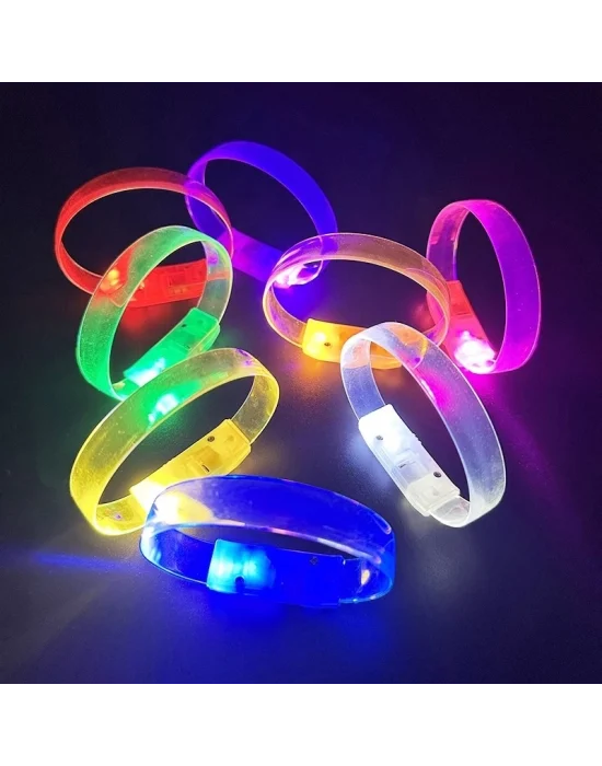 3 Modlu Pilli Led Işıklı Esnek Parti Bilekliği Sarı