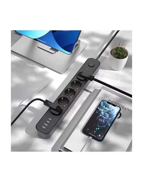 5 Prizli Akım Korumalı Uzatma Kablosu | 2xusb-a + 2xusb-c | 3680w - 2m Kablo