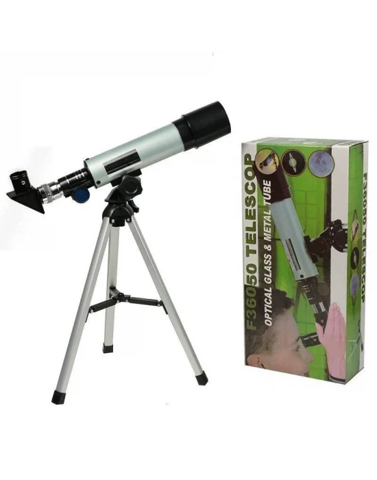 50x360 Mini Teleskop Kara Uzay Teleskobu Aliminyum Gövde Tripodlu