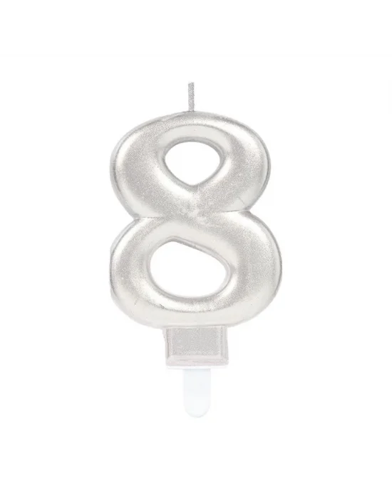 8 Rakam Mum Gümüş Renk
