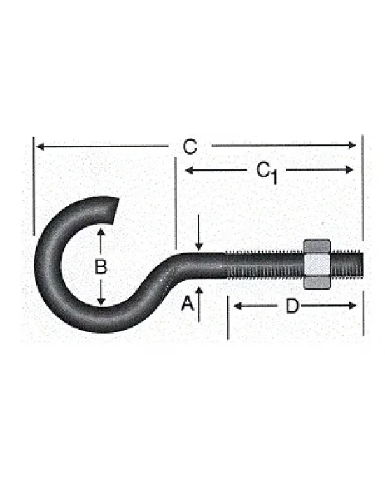 Açık Metrik Kanca M4 - 100 Adet
