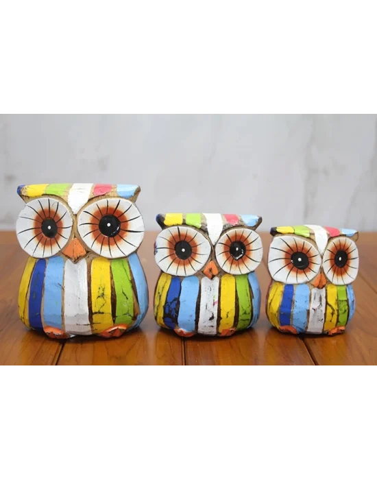 Ahşap 3lü Baykuş Seti Polos:4