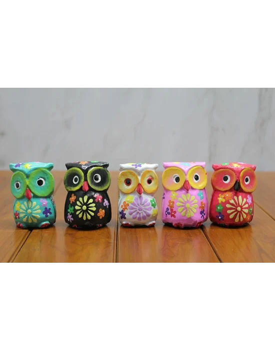 Ahşap 5li Baykuş Seti Polos:6