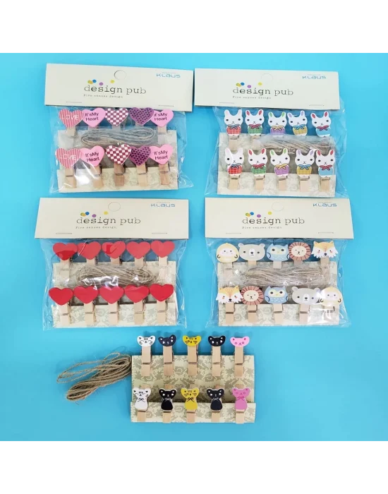 Ahşap Notluk İpli Mandal