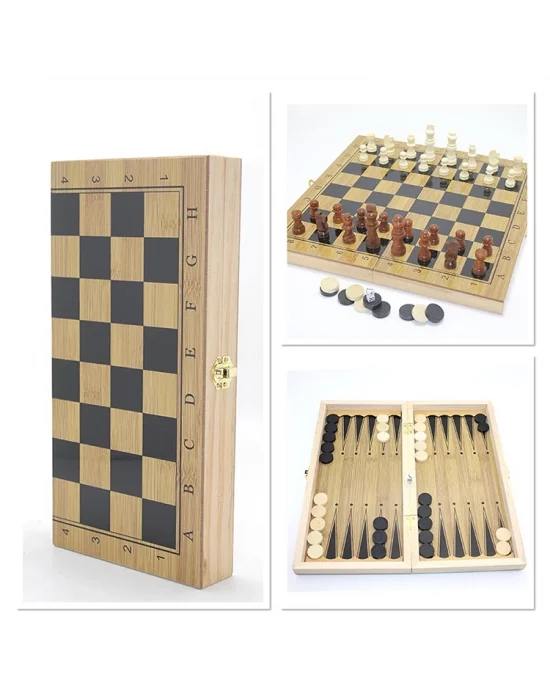 Ahşap Satranç Ve Tavla Seti Alk4243