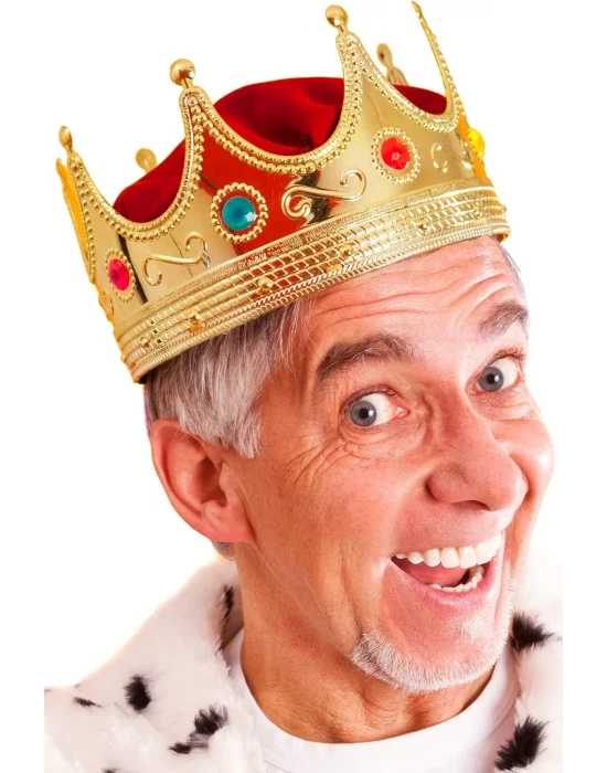 Altın Renk Yetişkin Çocuk Uyumlu Kral Tacı 60 Cm