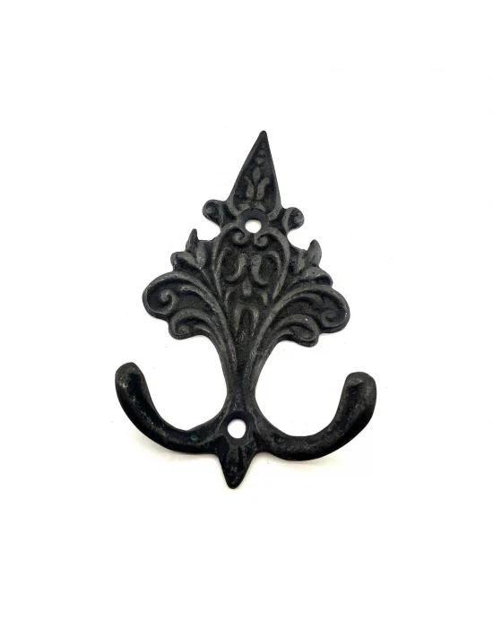 Antika Tarz Dekoratif Pirinç Çam Figürlü Askı - 98x57 Mm, Oksit