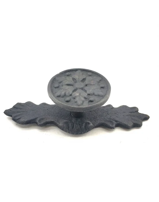 Antika Tarz Dekoratif Pirinç Çiçek Düğme - 27x70 Mm, Oksit