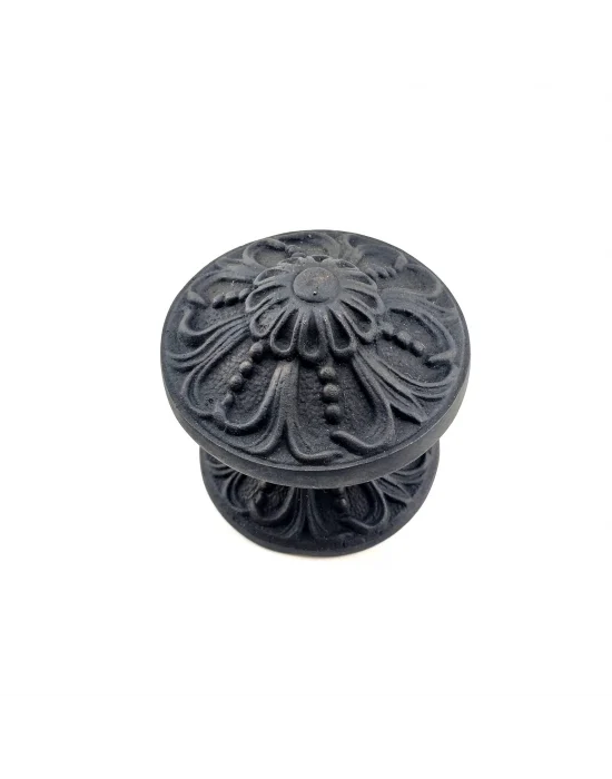 Antika Tarz Dekoratif Pirinç Çiçekli Kapı Tokmağı - 80 Mm Çap, Oksit