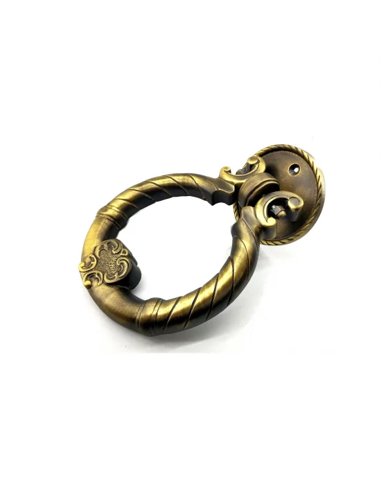 Antika Tarz Dekoratif Pirinç Saray Kapı Tokmağı, Taktak - 97mm, Antik