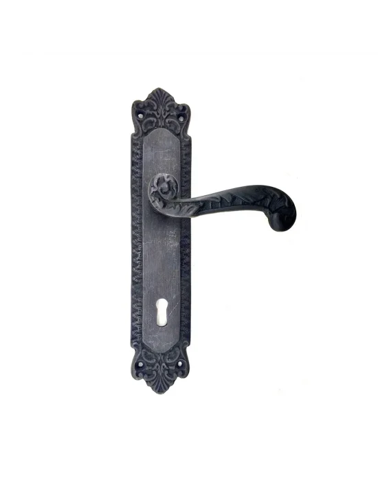 Antika Tarz Dekoratif Pirinç Sultan Oda Kapı Kolu - 270x54mm, Oksit