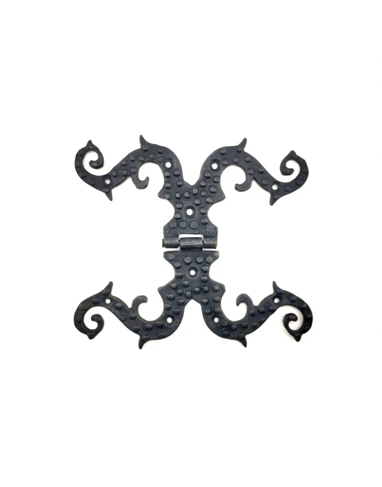 Antika Tarz Dekoratif Pirinç Süslü Menteşe - 190x170 Mm, Oksit