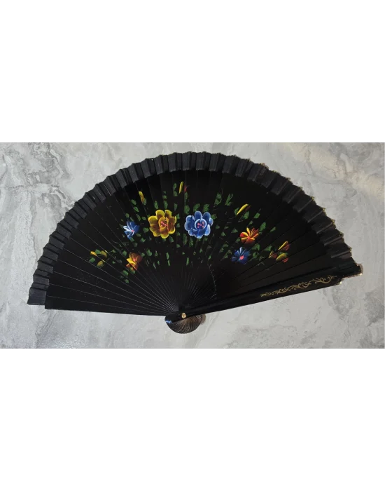 Bambu Çift Taraflı Siyah Yelpaze 12li Paket