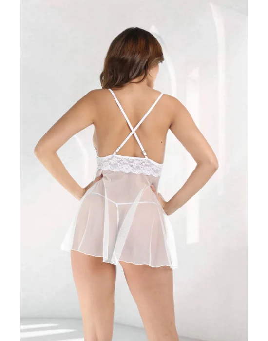 Beyaz Tül Gecelik - 671