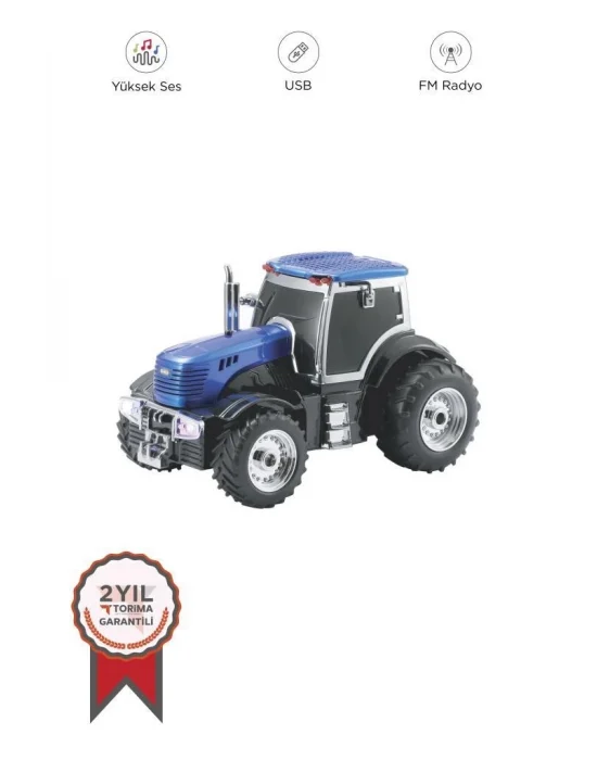 D42 Mavi Traktör Tasarım Usb/fm Radyo Bluetooth Hoparlör Speaker