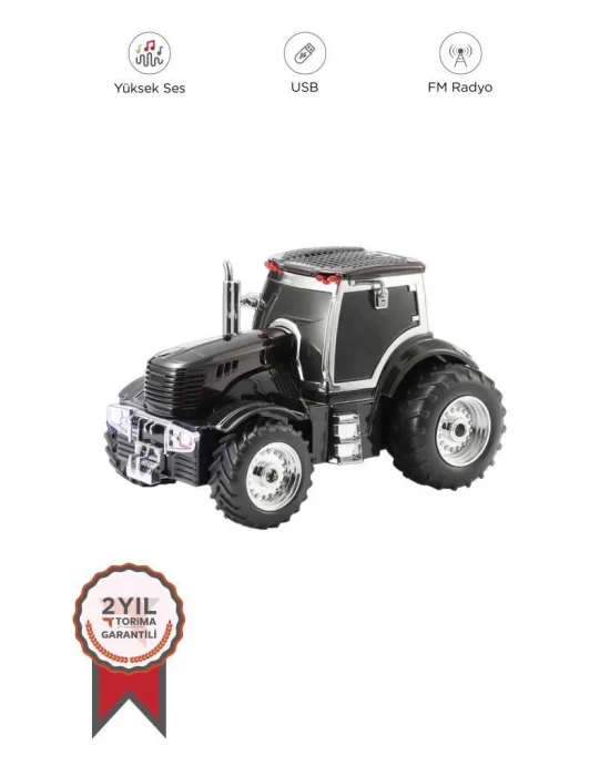 D42 Siyah Traktör Tasarım Usb/fm Radyo Bluetooth Hoparlör Speaker