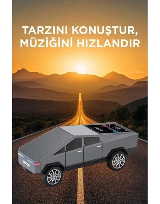 D68 Cyber Model Araba Tasarımlı Bluetooth Hoparlör 15w Güçlü Ses Rgb Led /tws/usb Gri