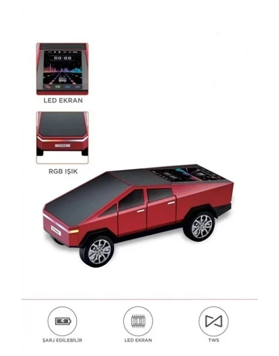 D68 Cyber Model Araba Tasarımlı Bluetooth Hoparlör 15w Güçlü Ses Rgb Led /tws/usb Kırmızı