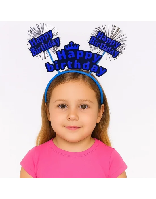 Doğum Günü Kutlaması İçin Mavi Taç – Işıltılı Yazılı Parti Tacı