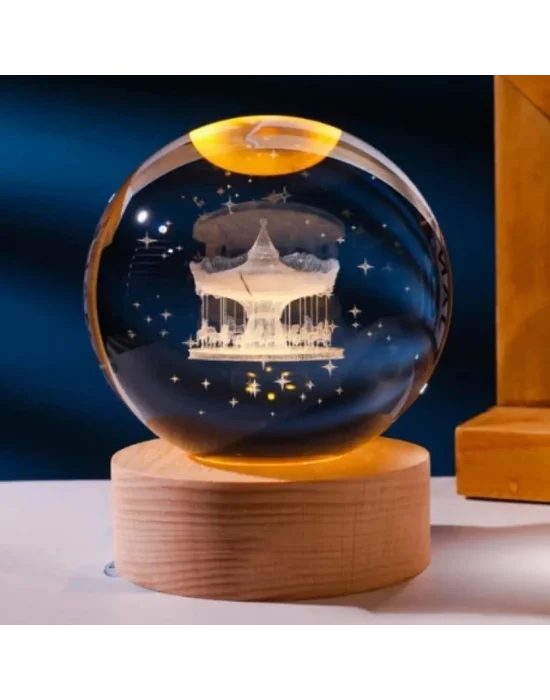 Dönen Atlı Karınca Tasarım Işıklı Cam Küre