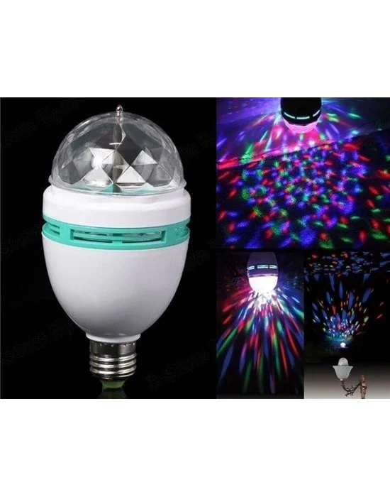 Döner Başlıklı Renkli Disko Ampul Priz Aparatı Hediyeli