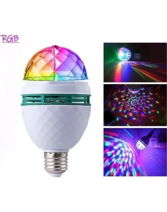 Döner Başlıklı Renkli Disko Ampul Priz Aparatı Hediyeli