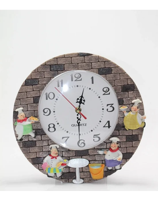 Duvara Asmalı Aşcı Tasarımlı Polyester Saat Alk1539