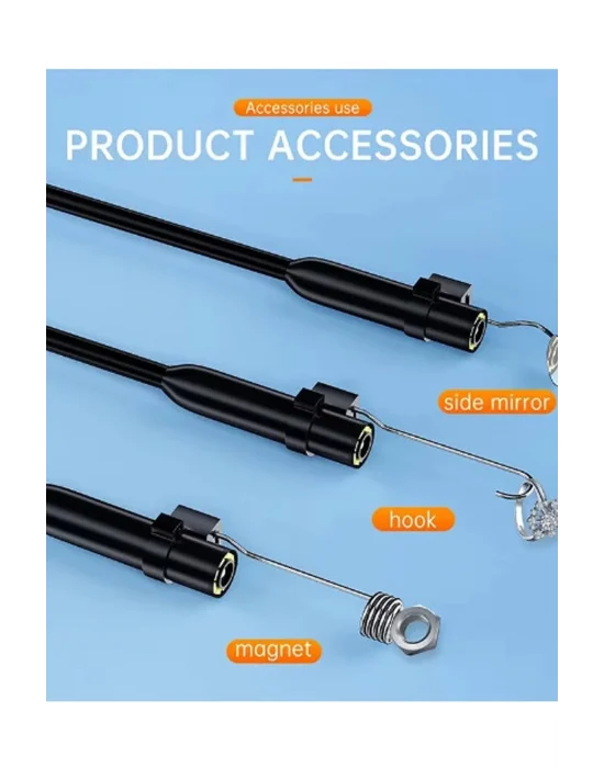 Endoskop Yılan Video Kamera Ios Ve Android Uyumlu Led’li 10 Metre 8 Mm Sert Kablo 2mp