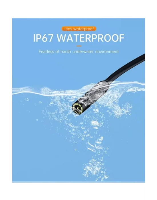 Endoskop Yılan Video Kamera Ios Ve Android Uyumlu Led’li 10 Metre 8 Mm Sert Kablo 2mp