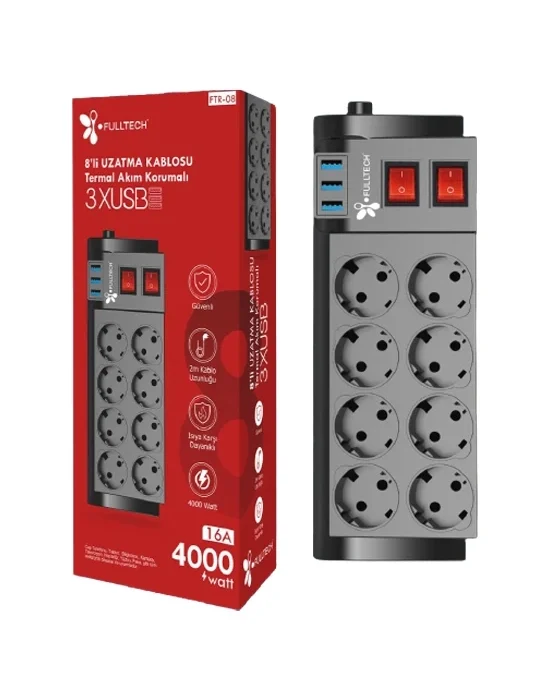 Ftr-08 8’li Termal Akım Korumalı Priz