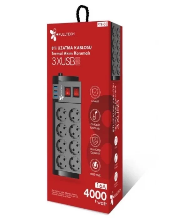 Ftr-08 8’li Termal Akım Korumalı Priz