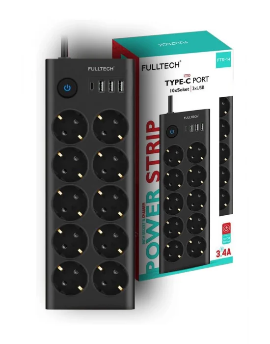 Ftr14 Type-c Girişli Akım Korumalı 10’lu Priz, 3 Usb