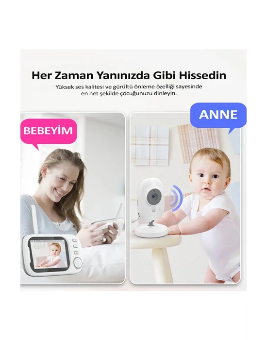 Gece Görüşlü Bebek Odası Kamera Sıcaklık Uyarısı Izleme Ekranı