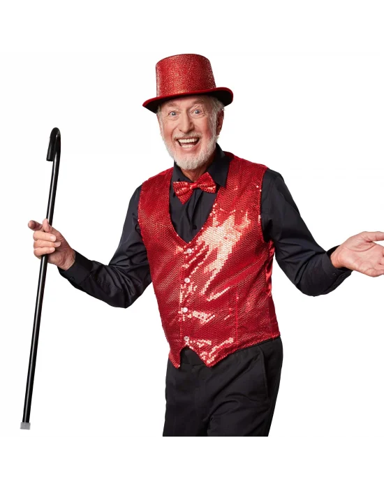 Gece Işıltısı Kırmızı Payetli Pullu Papyon 7x2 Cm