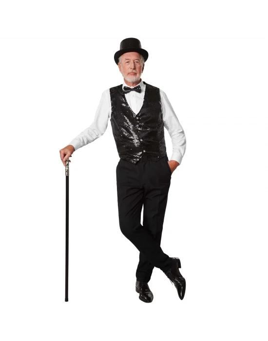 Gece Işıltısı Siyah Payetli Pullu Papyon 7x2 Cm