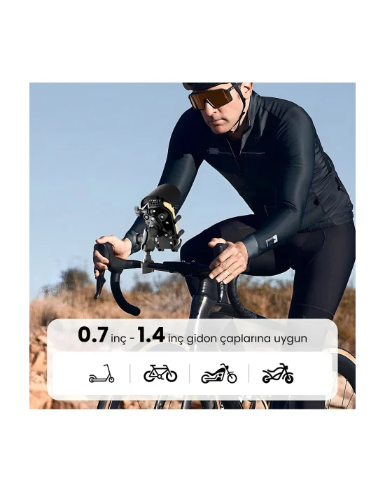 Gidon Bağlantılı Güneş Ve Yağmur Korumalı 360° Derece Ayarlanabilir Motosiklet Bisiklet Telefon Tutucu