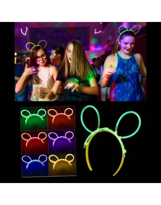 Glow Taç Fosforlu Taç Karışık Renk 12 Adet