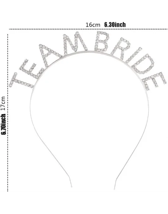 Gümüş Kaplama Kristal Taşlı Team Bride Taç 16x17 Cm